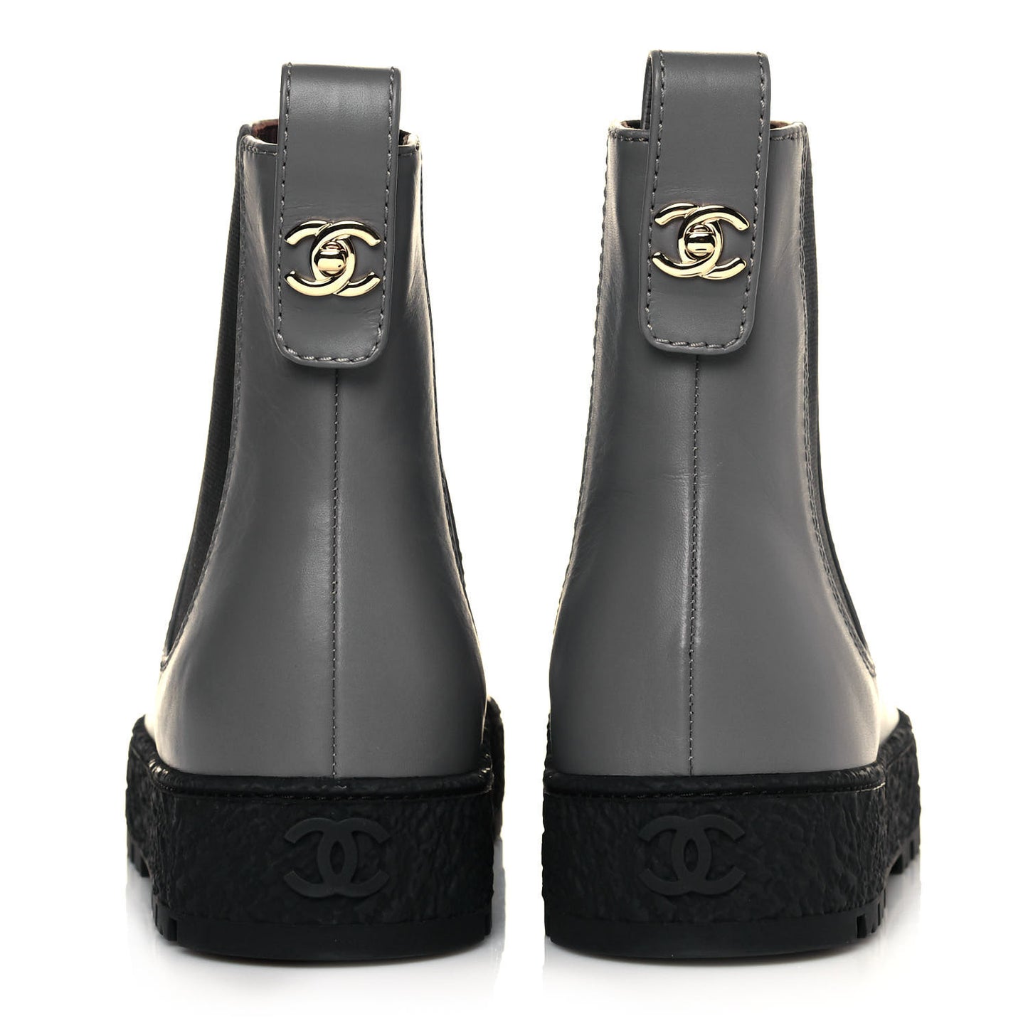 Calfskin Cap Toe CC Ankle Boots 37 Grey Black