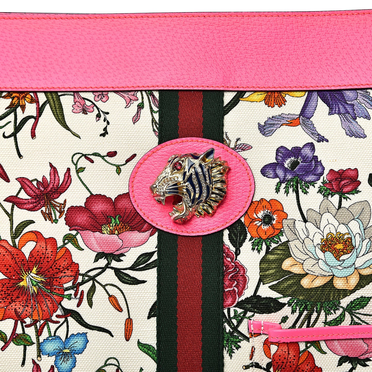 Canvas Flora Maxi Rajah Chain Tote Fluorescent Fuchsia