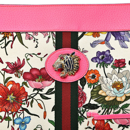 Gucci Canvas Flora Maxi Rajah Chain Tote Fluorescent Fuchsia 11 of 11