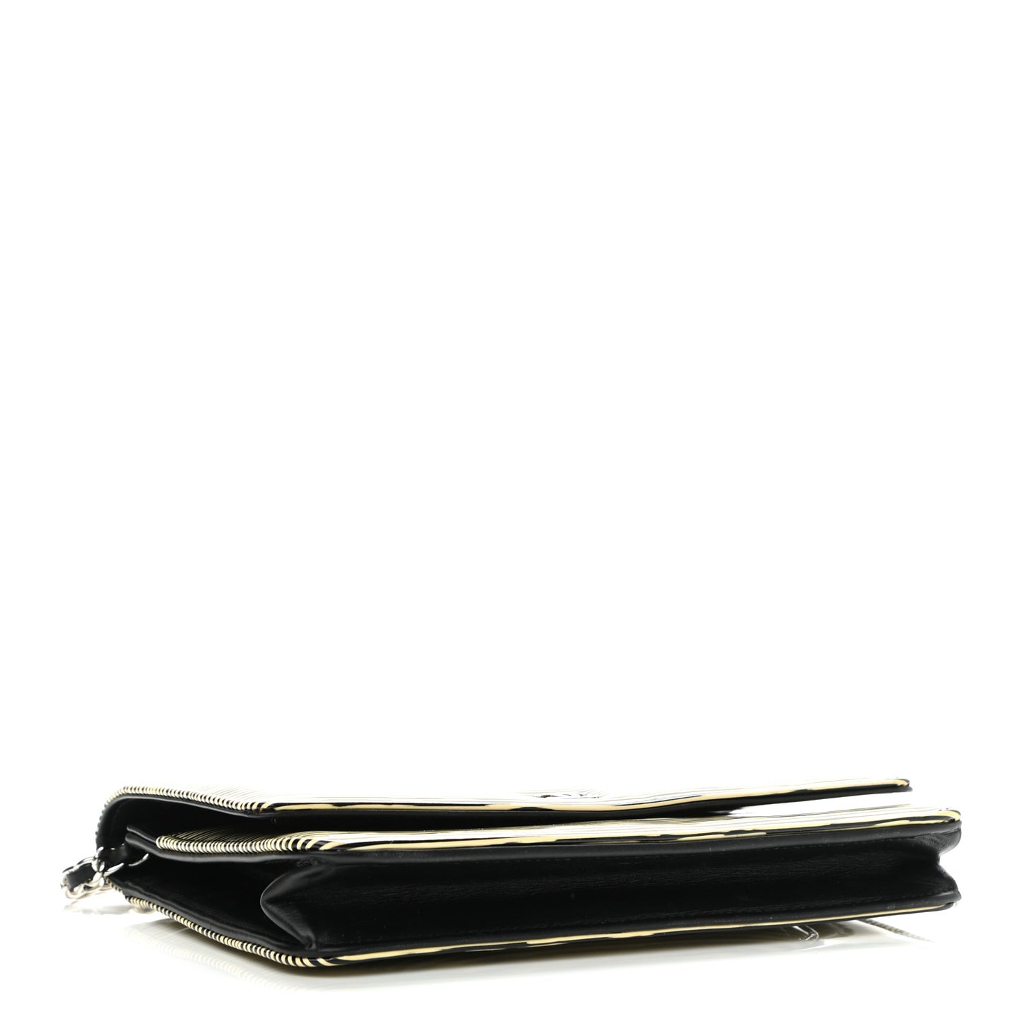 Patent Striped Wallet On Chain WOC Black