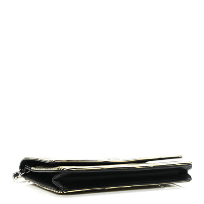 Chanel Patent Striped Wallet On Chain WOC Black 3 of 11