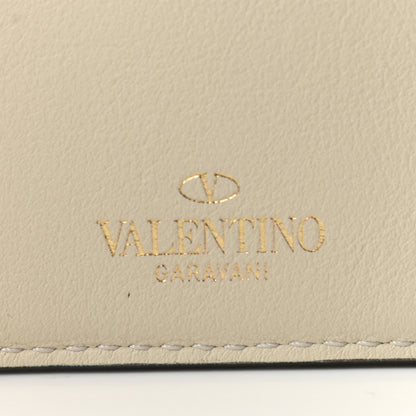 Valentino Garavani Vitello Rockstud Key Coin Case Card Holder Cream 7 of 8