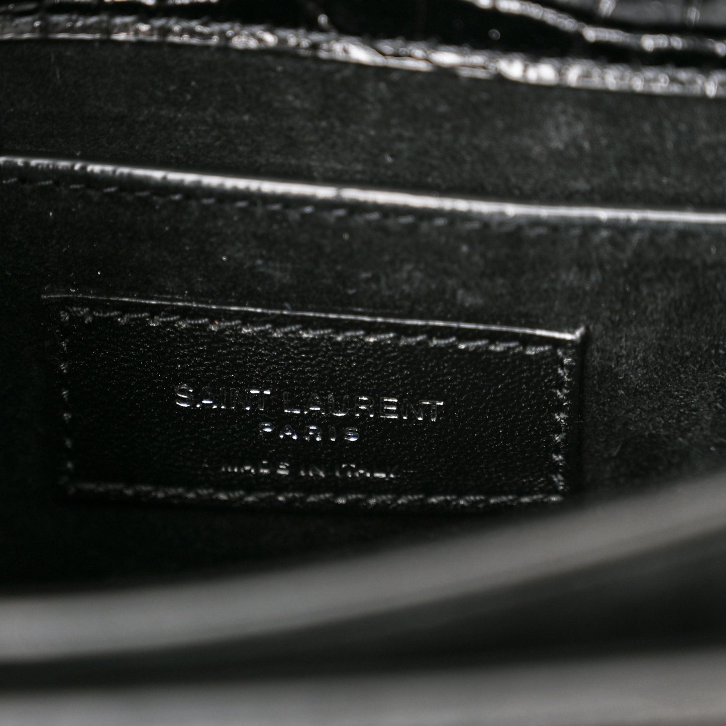 Calfskin Crocodile Embossed Medium Monogram Sunset Black