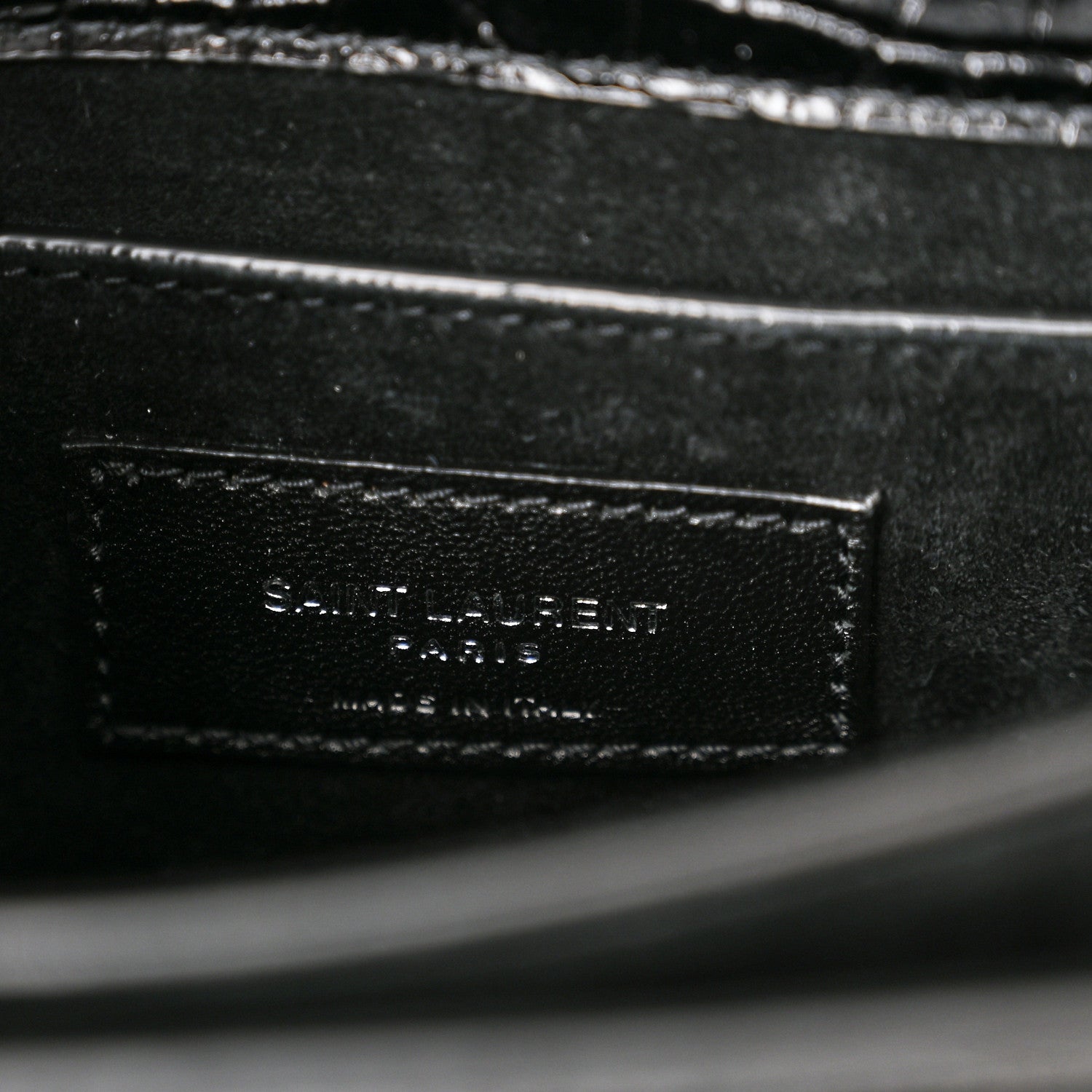 Saint Laurent Calfskin Crocodile Embossed Medium Monogram Sunset Black 6 of 9