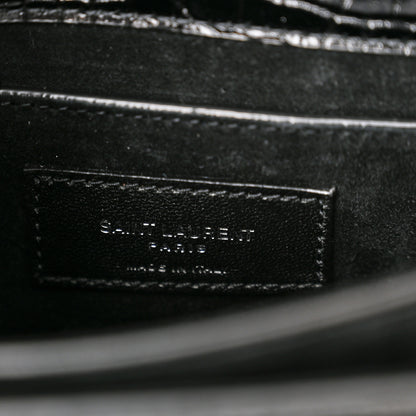 Saint Laurent Calfskin Crocodile Embossed Medium Monogram Sunset Black 6 of 9