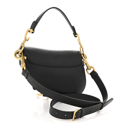 Christian Dior Grained Calfskin Mini Saddle Bag With Strap Black 3 of 13
