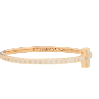 Tiffany 18K Rose Gold Diamond T Wire Pave Ring 59 8.5 6 of 6