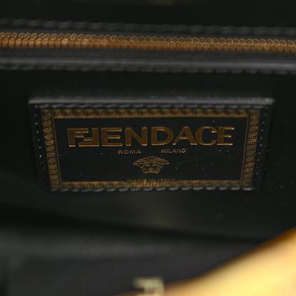 Fendi X VERSACE Vitello Seta Nappa Fendace FF Baroque Mini Peekaboo Iconic Satchel Tobacco Black Gold 6 of 9