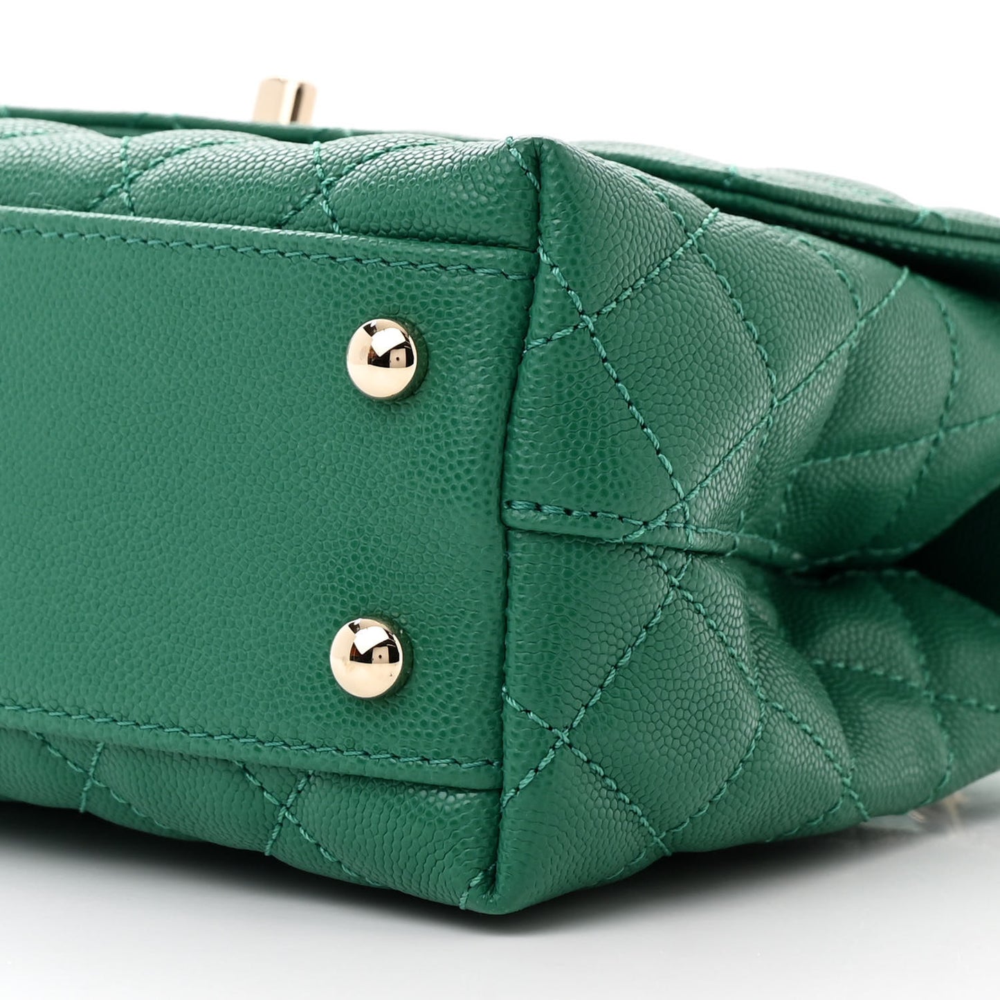 Caviar Quilted Mini Coco Handle Flap Green