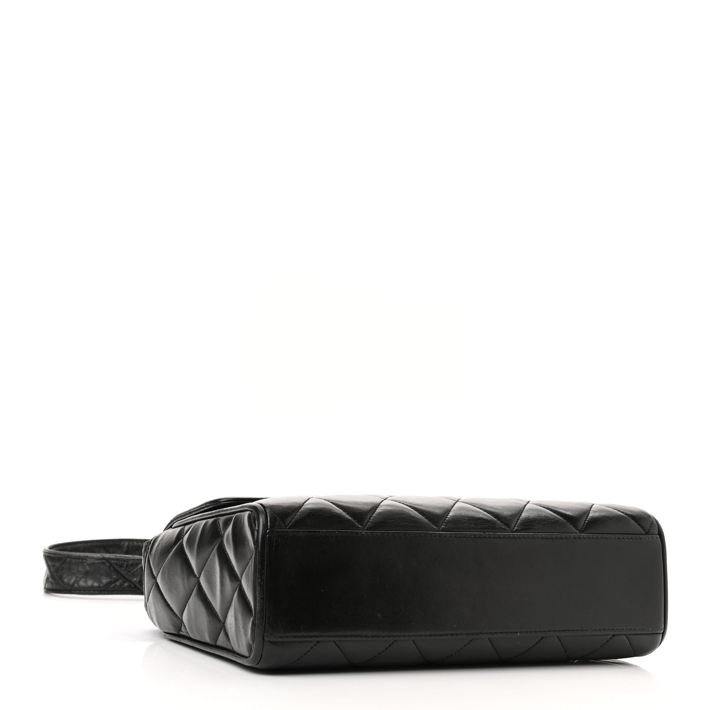 Lambskin Quilted CC Single Flap Shoulder Bag Black