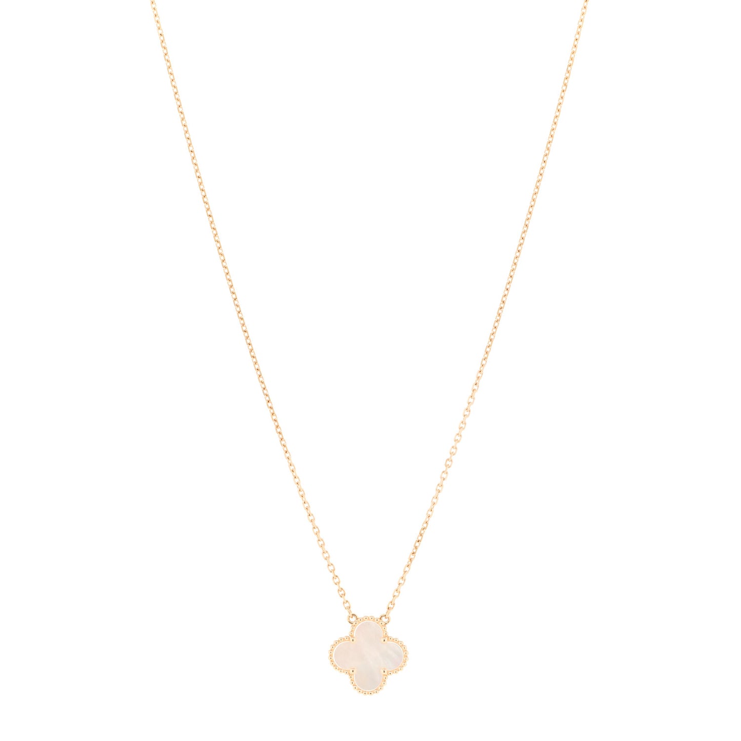 18K Yellow Gold Mother of Pearl Vintage Alhambra Pendant Necklace