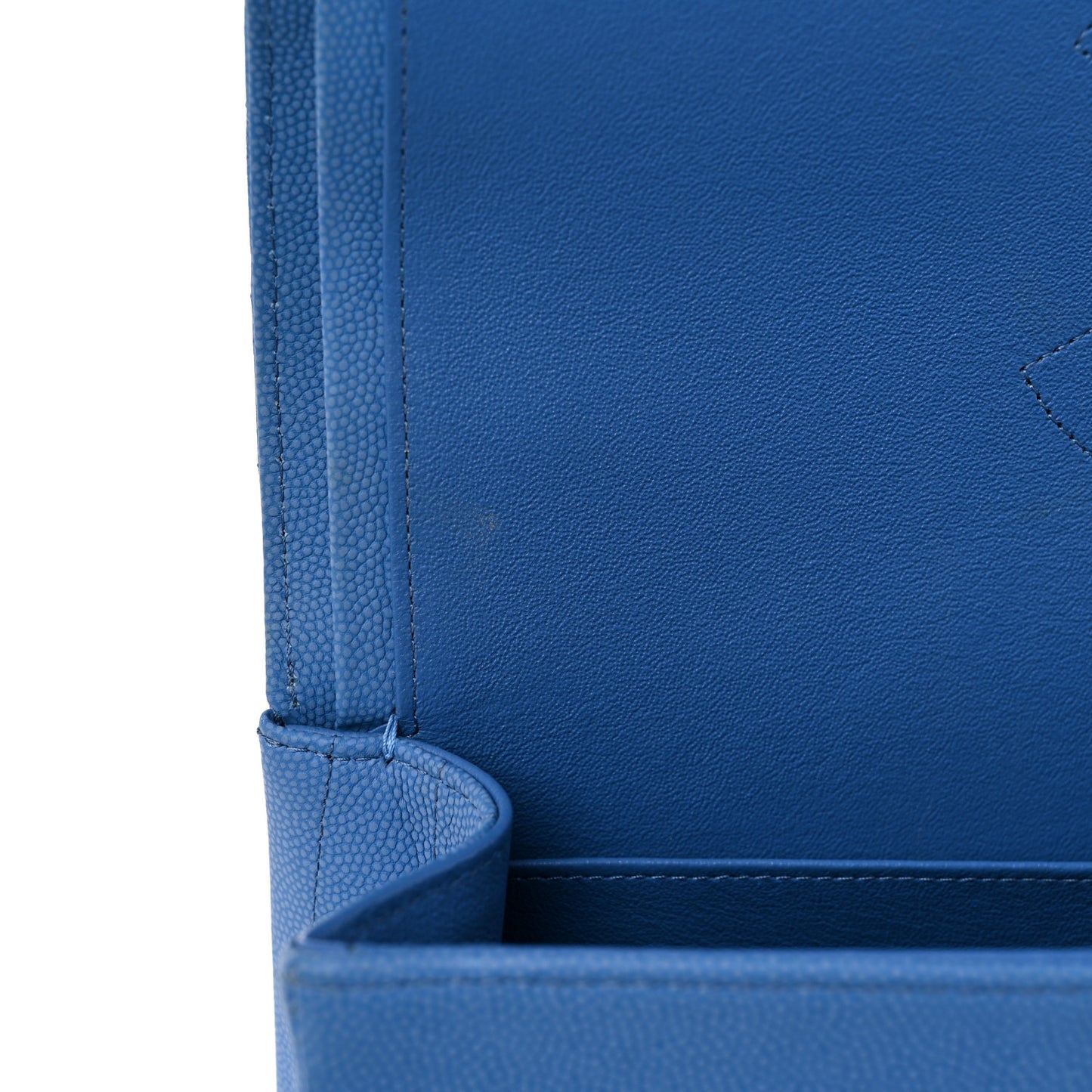 Caviar Flat Chevron Quilted Jumbo Double Flap Blue