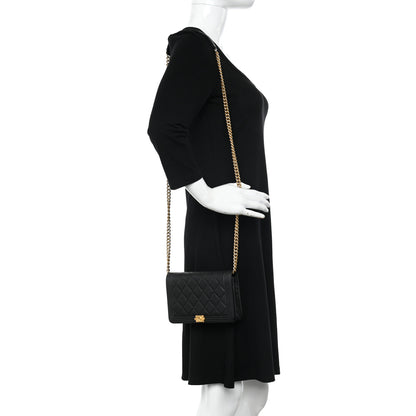 Chanel Caviar Quilted Boy Wallet On Chain WOC Black 2 of 13