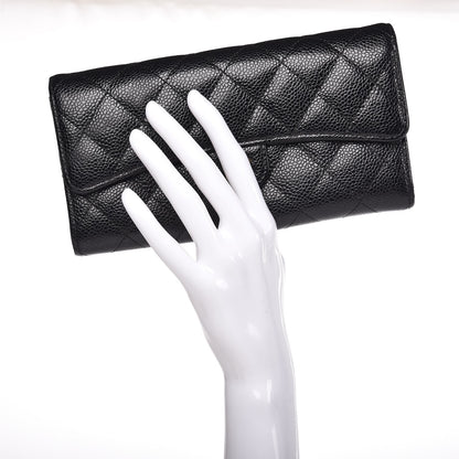 Chanel Caviar Quilted Large Gusset Flap Wallet Black 2 of 9
