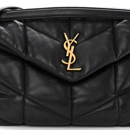 Saint Laurent Lambskin Quilted Medium Loulou Puffer Monogram Chain Satchel Black 7 of 10