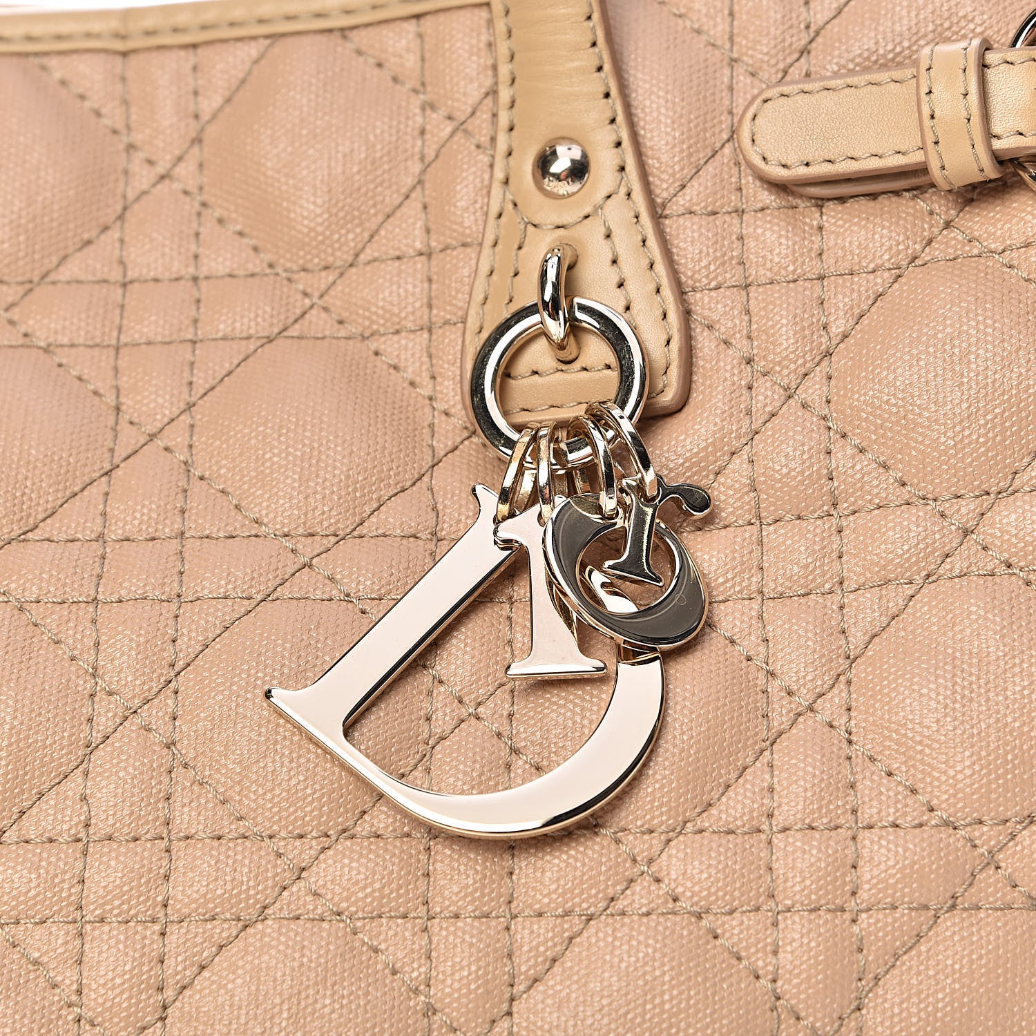 Christian Dior Coated Canvas Cannage Small Panarea Tote Beige 10 of 10