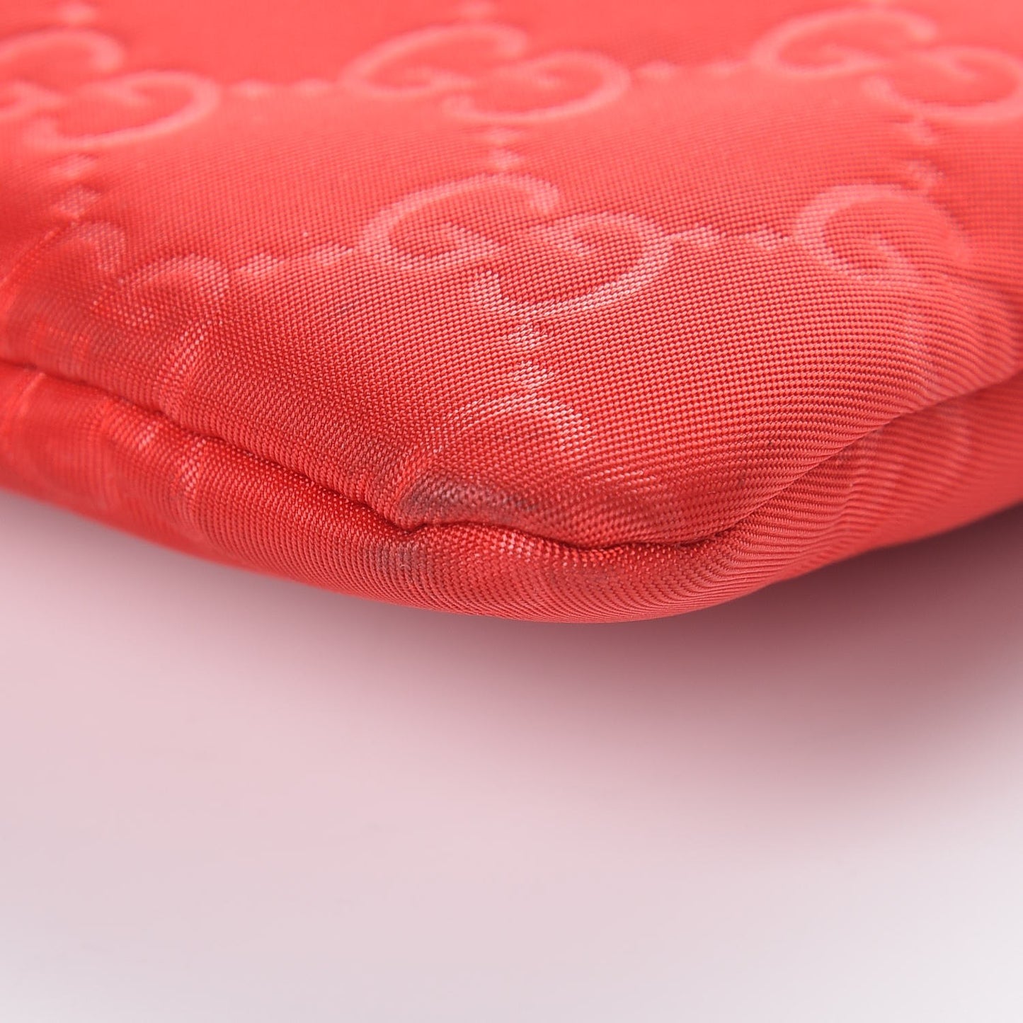 Nylon Monogram Zip Top Pouch Red