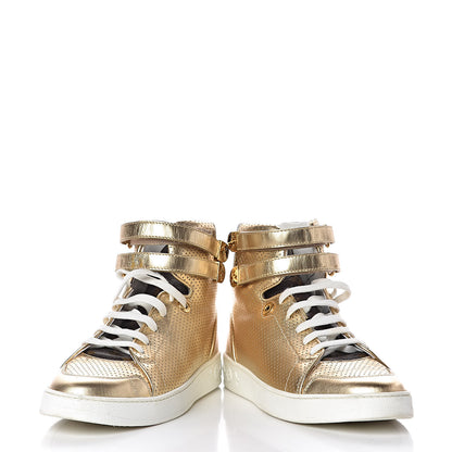 Louis Vuitton Calfskin Monogram Boombox High Top Sneakers 37 Gold 6 of 13