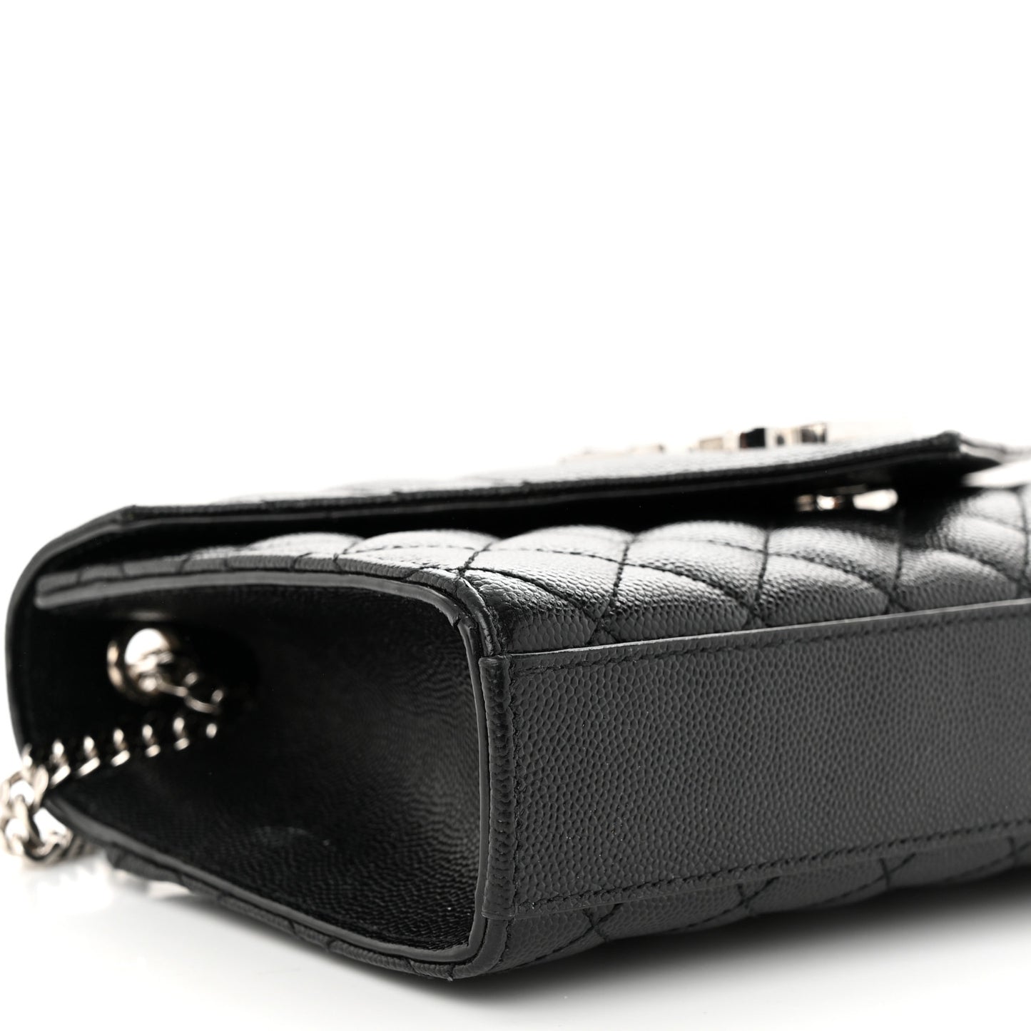 Grain De Poudre Textured Mixed Matelasse Triquilt Small Monogram Satchel Black