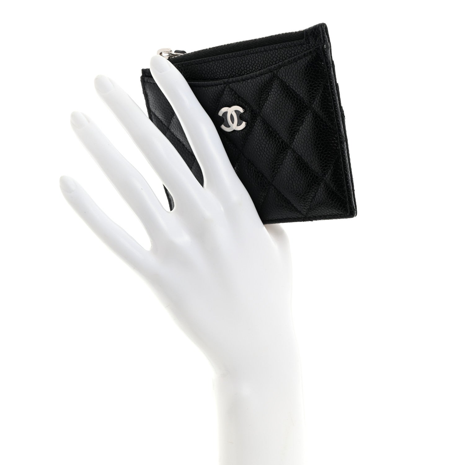 Chanel Caviar Quilted CC Zip Card Holder Black 2 of 8
