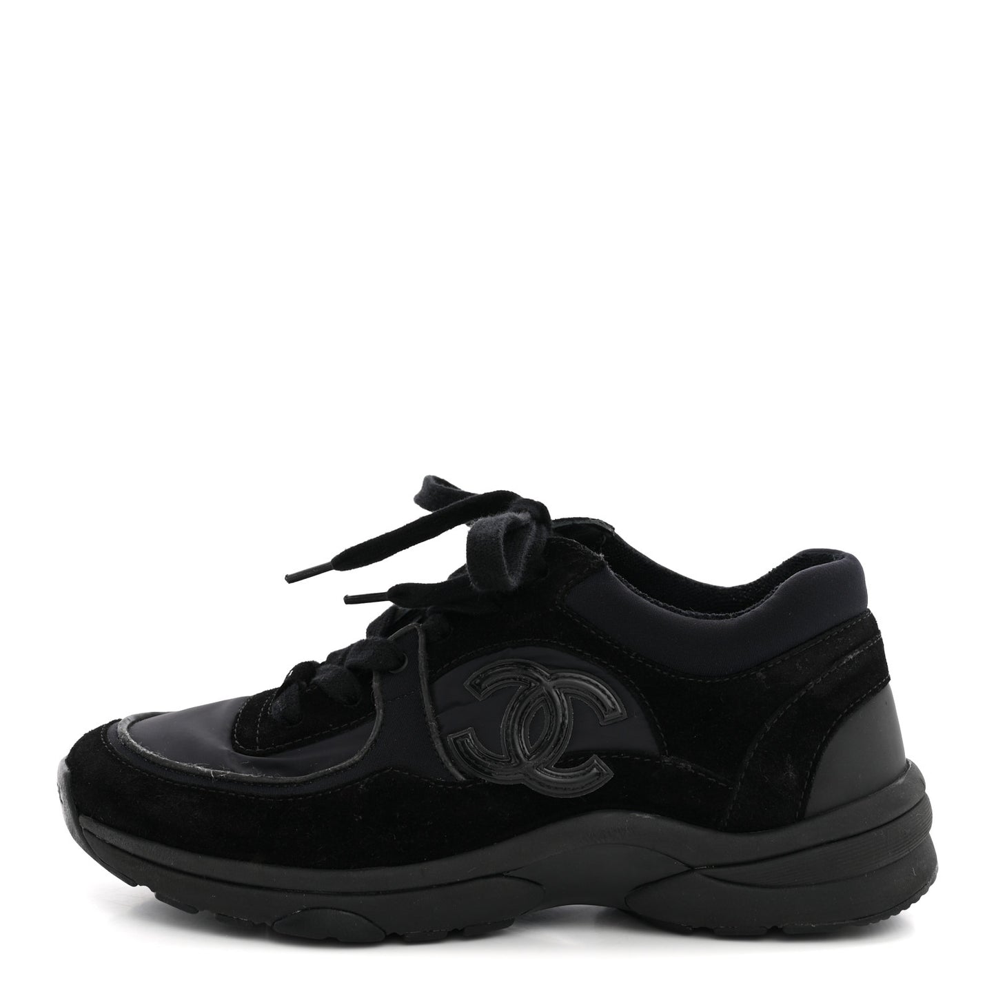 Fabric Calfskin Suede CC Sneakers 38 Black