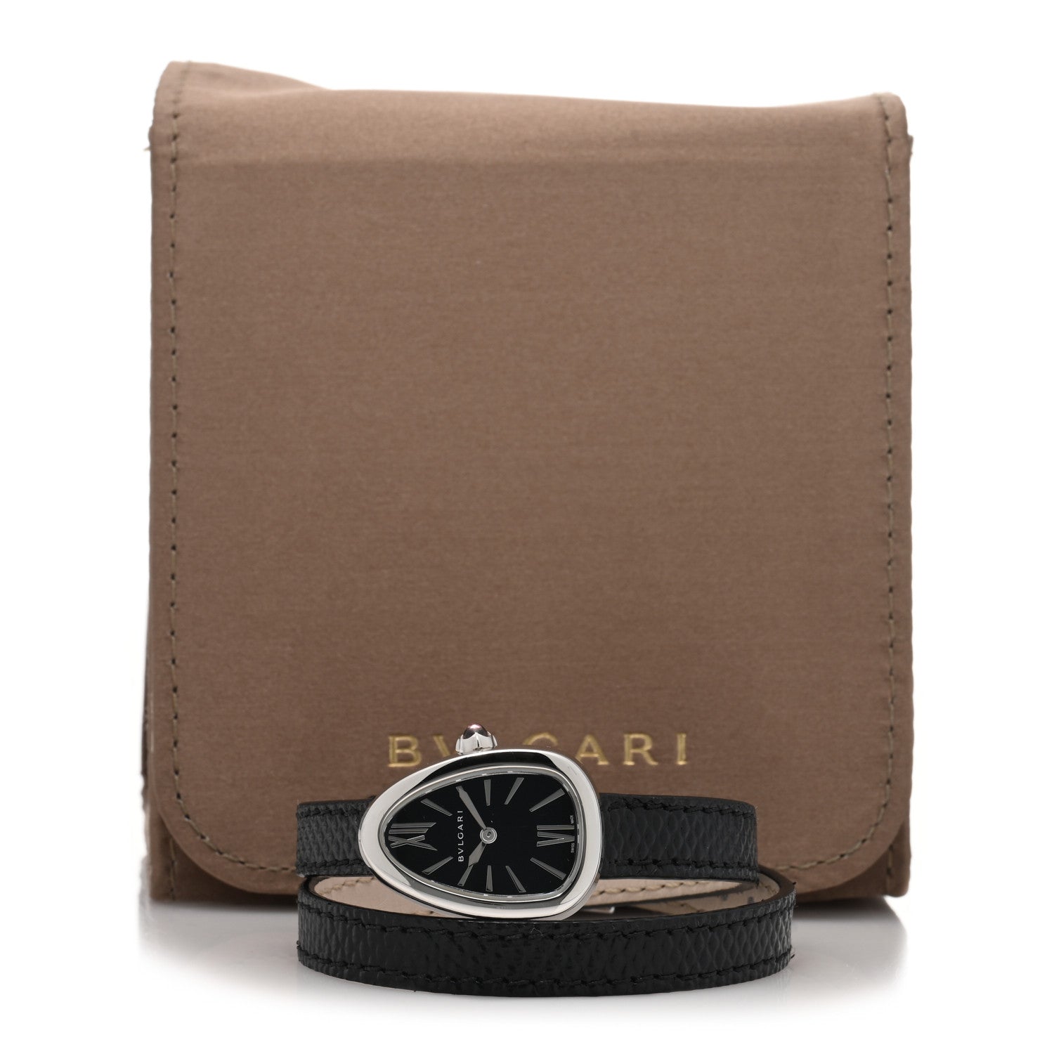Bulgari Stainless Steel Lizard 20mm Serpenti Double Wrap Quartz Watch Black 5 of 5