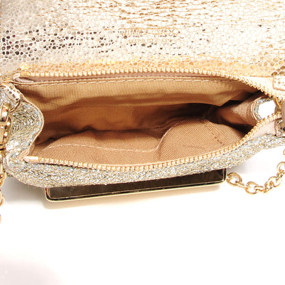 Jimmy Choo Glitter Fabric Mini Rebel Crossbody Bag Gold 6 of 8
