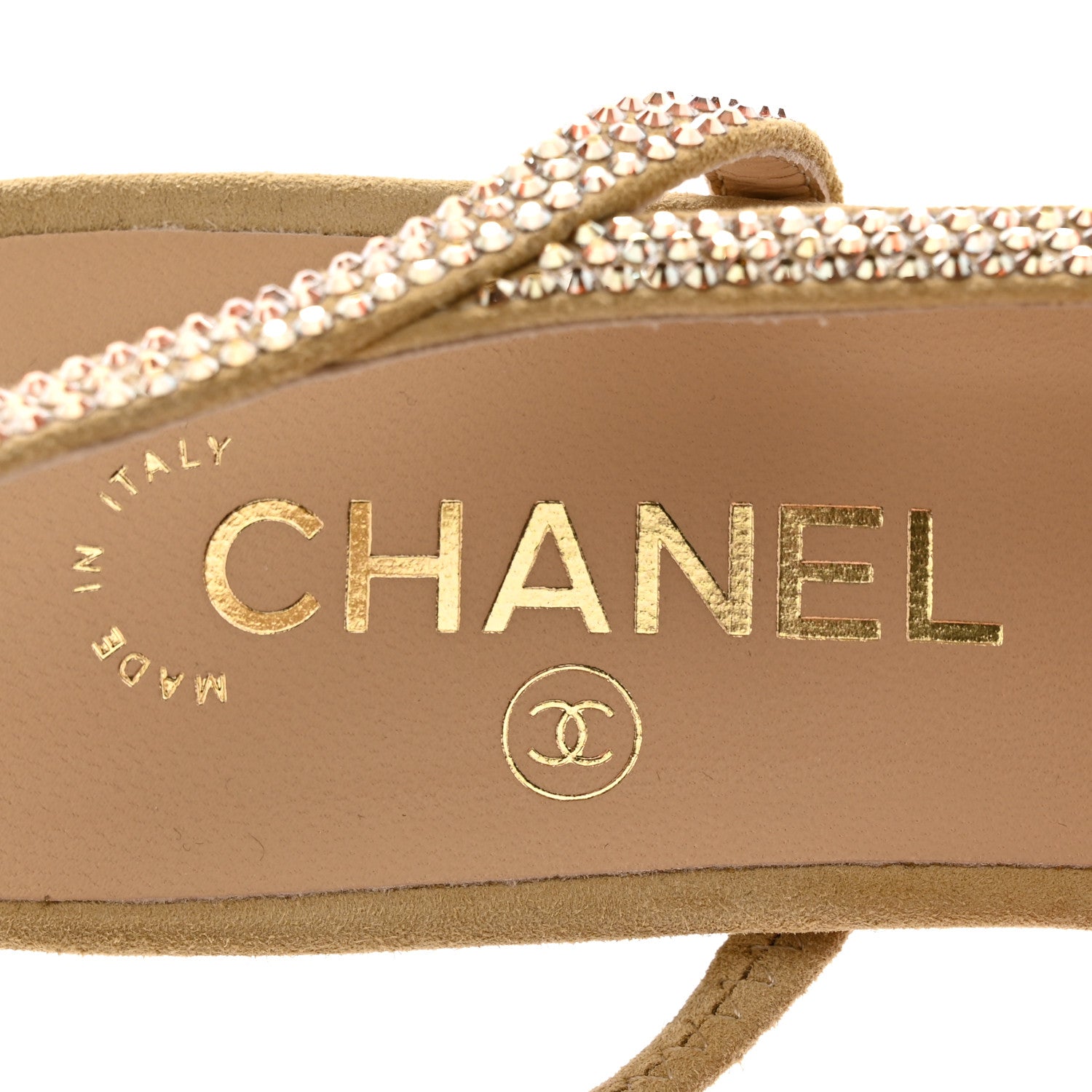 Chanel Strass Grosgrain Cap Toe CC Slingback Pumps 40 Gold Black 7 of 11