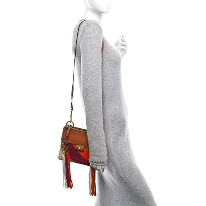 Chloe Calfskin Suede Rainbow Patchwork Small Jane Fringe Bag Caramel 2 of 10