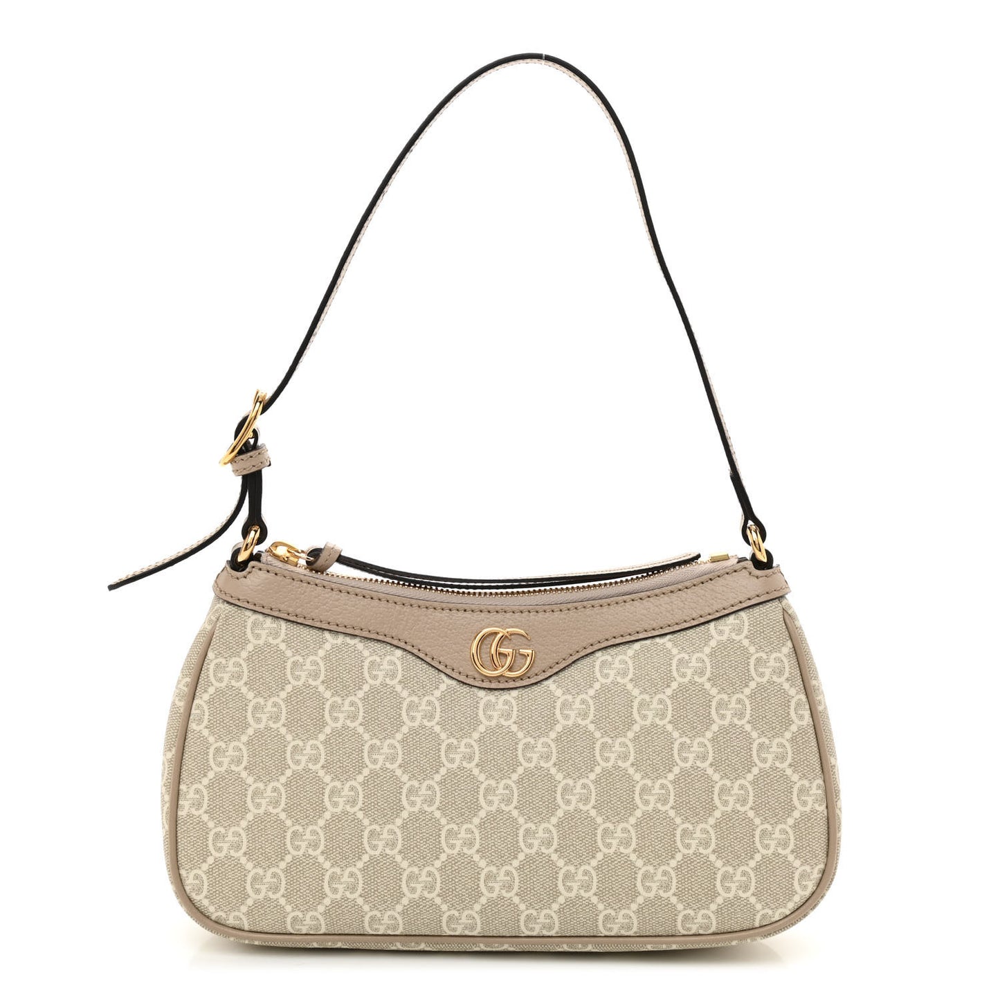 GG Supreme Monogram Textured Dollar Calfskin Small Ophidia Hobo Beige Mystic White Oatmeal