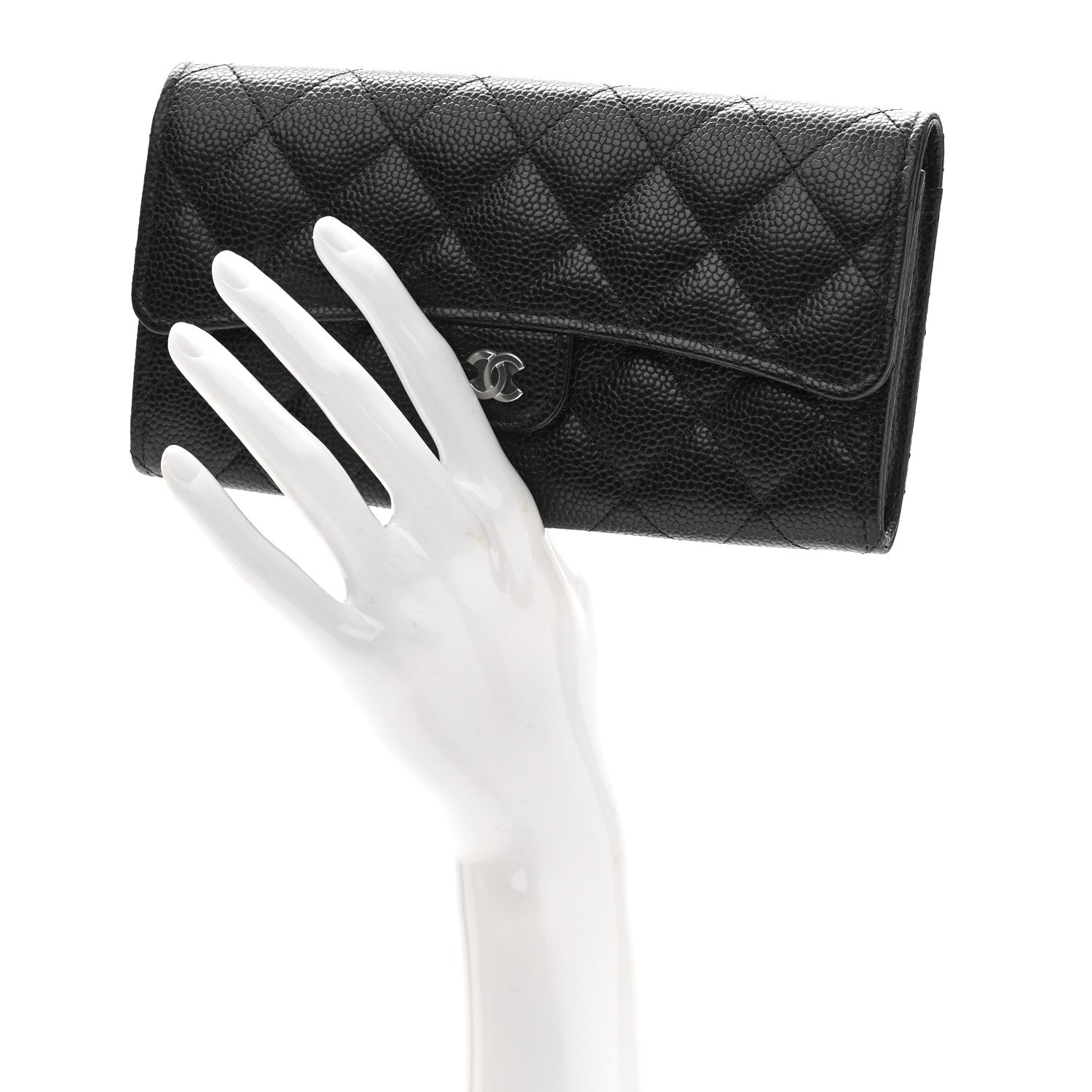 Chanel Caviar Quilted Large Gusset Flap Wallet Black 2 of 9