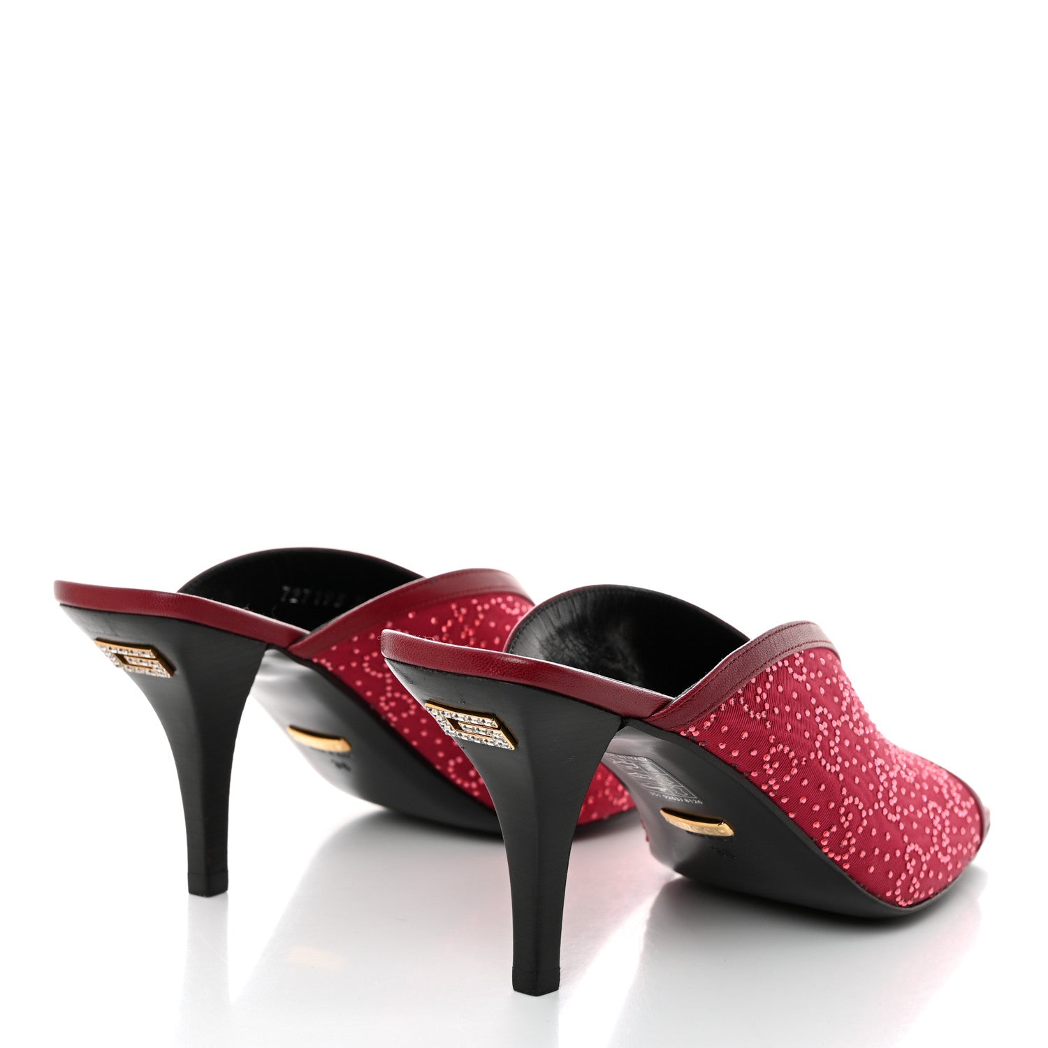 Gucci Moire Fabric Malaga Kid Crystal GG Monogram Square G 95mm Slide Sandals 38 Dark Cherry Red 4 of 9