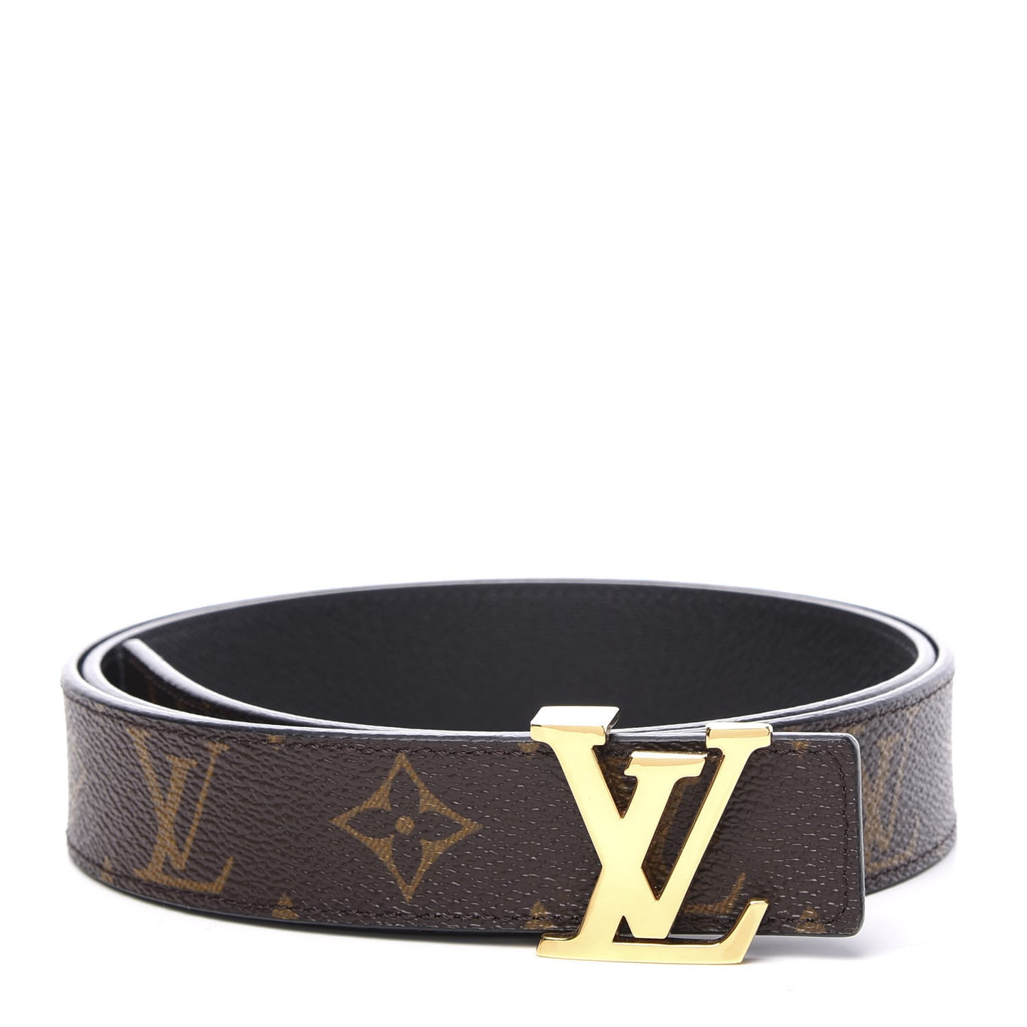 Calfskin Monogram 30mm LV Initiales Reversible Belt 85 34 Black
