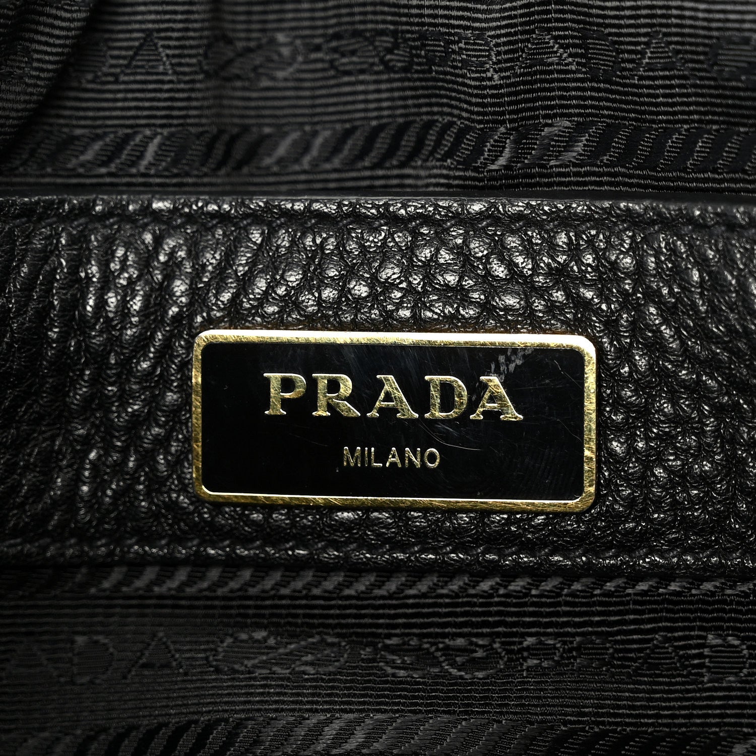 Prada Vitello Daino Embossed Logo Flap Shoulder Bag Black 6 of 11