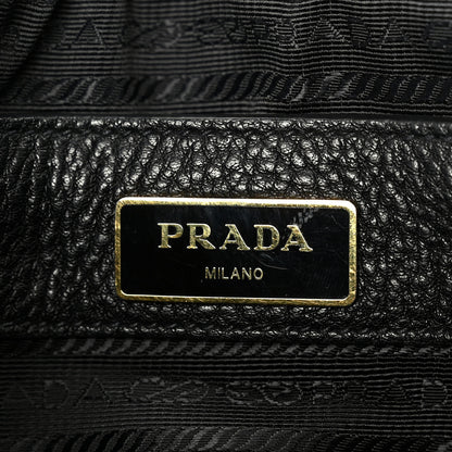 Prada Vitello Daino Embossed Logo Flap Shoulder Bag Black 6 of 11