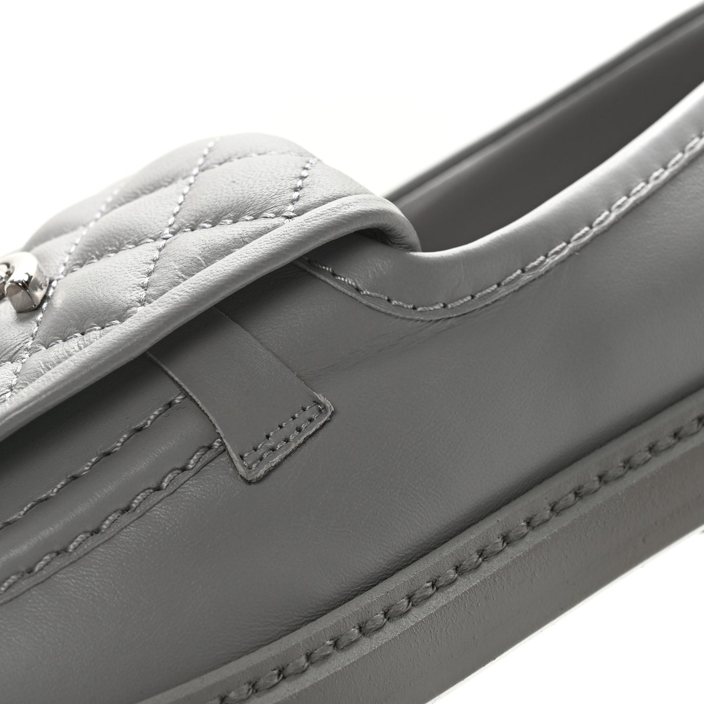 Lambskin Quilted CC Turnlock Moccasins 38.5 Grey