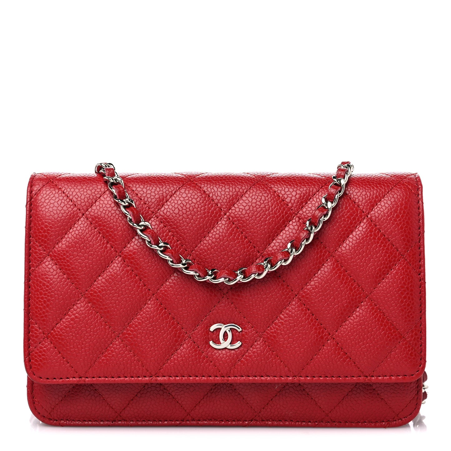 Caviar Quilted Wallet on Chain WOC Red