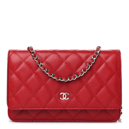 Chanel Caviar Quilted Wallet on Chain WOC Red 1 of 15