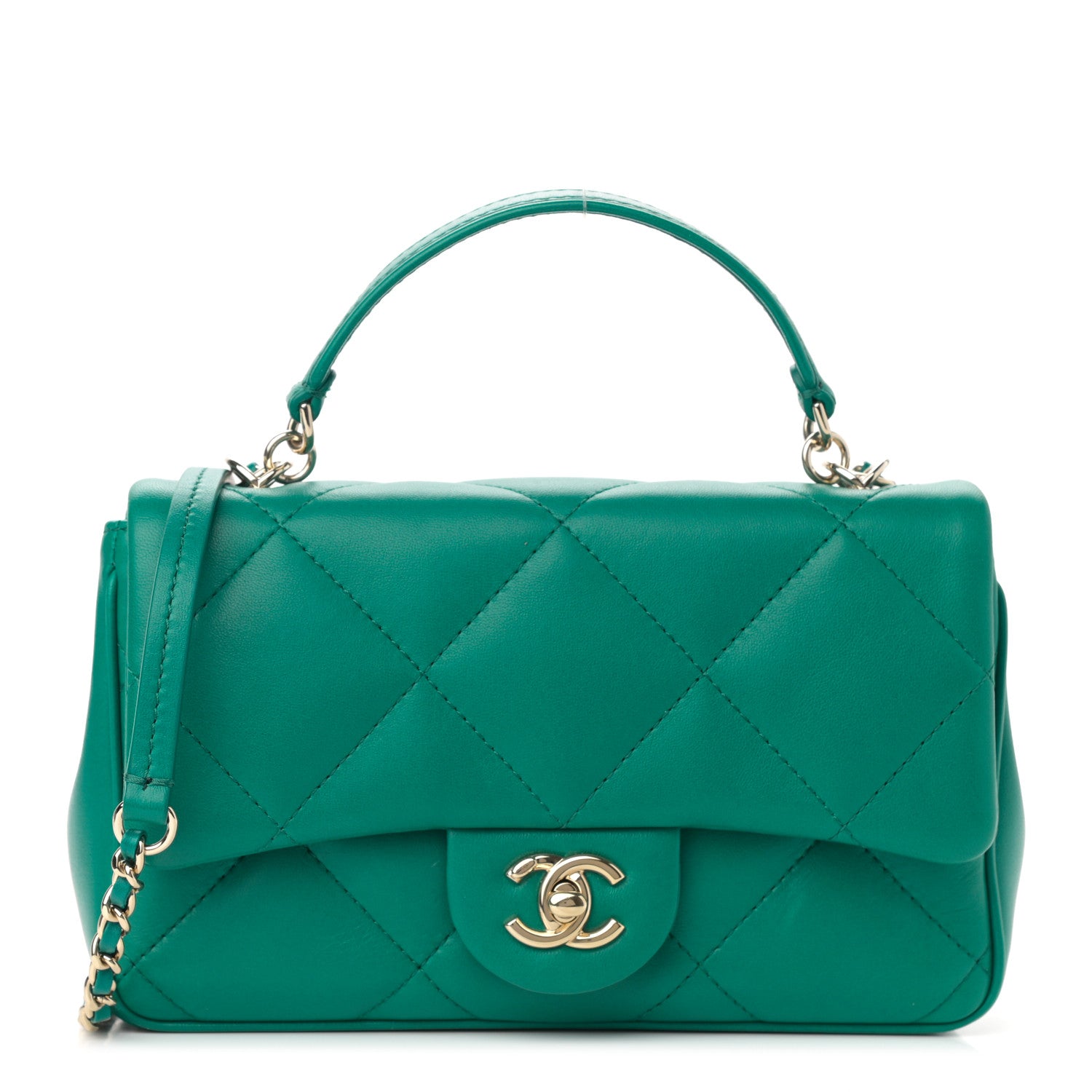 Chanel Lambskin Quilted Small Easy Carry Flap Green 1 of 13