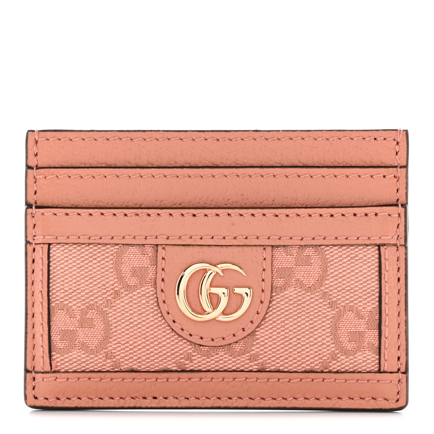 Gucci Monogram Textured Dollar Calfskin Ophidia Card Holder Cloche Rose Pink 1 of 8