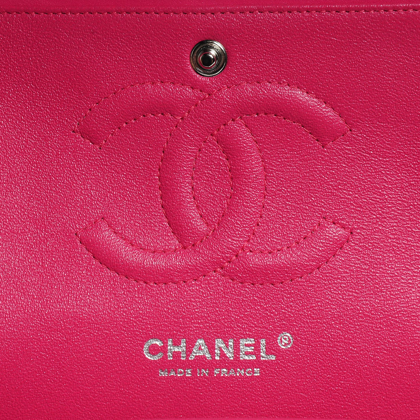 Patent Quilted Medium Double Flap Fuchsia