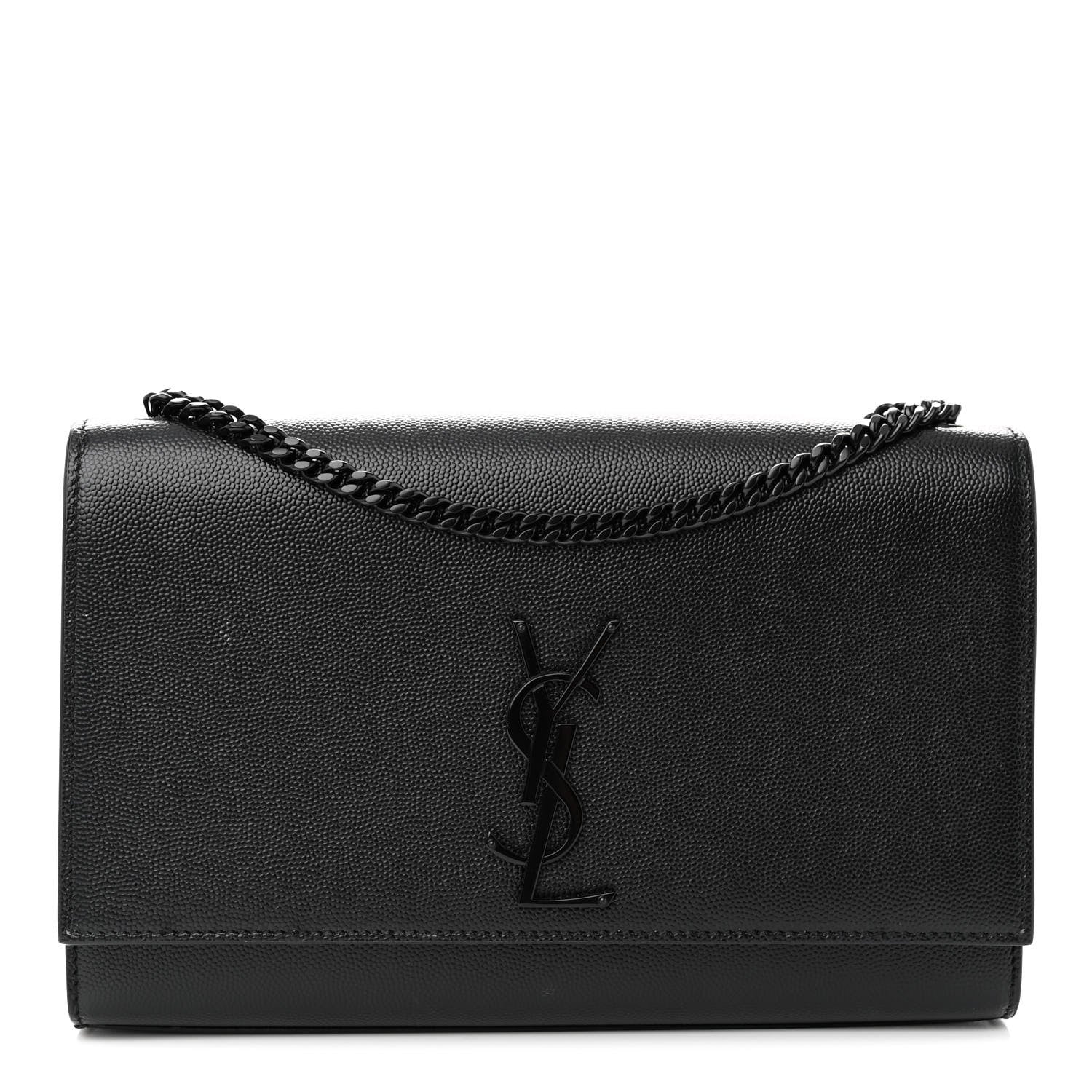Saint Laurent Grain De Poudre Medium Classic Monogram Monochrome Kate Satchel Black 1 of 11