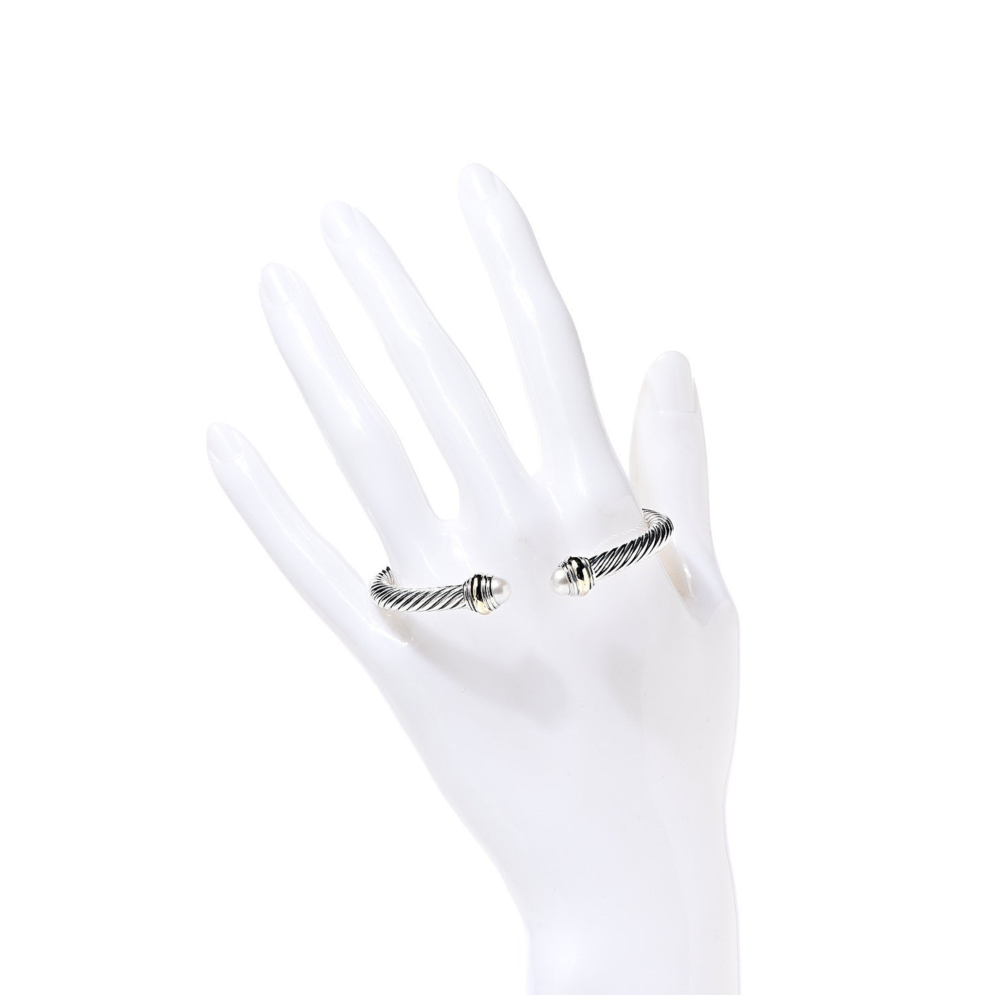 Sterling Silver 14K Yellow Gold Pearl 5mm Cable Classics Bracelet