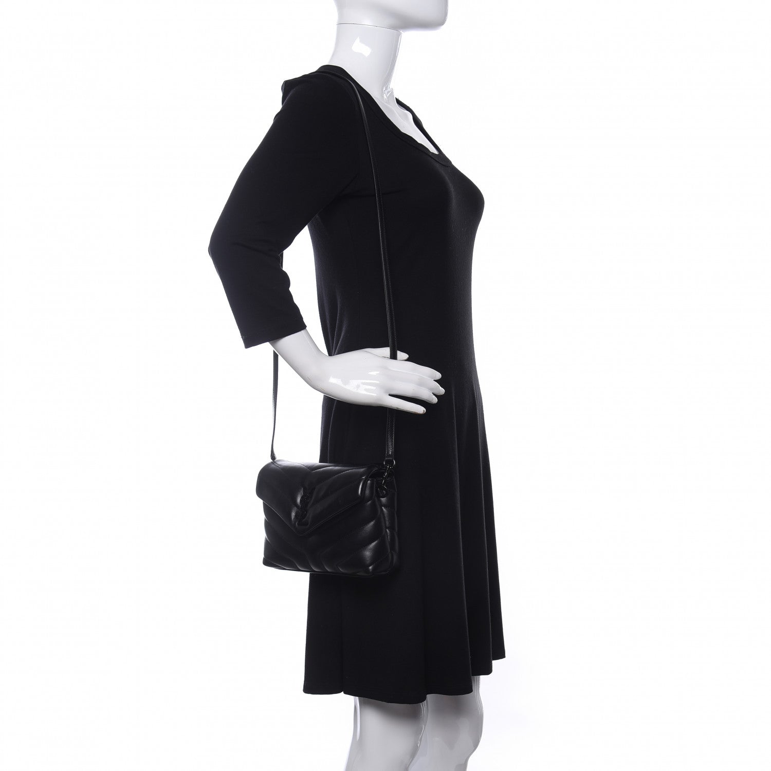 Saint Laurent Calfskin Y Quilted Monogram Toy Loulou Crossbody Bag Black 2 of 11