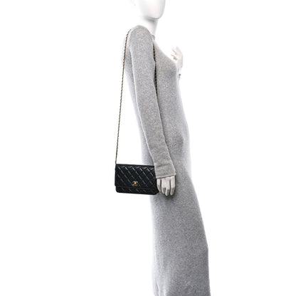 Chanel Lambskin Quilted CC Pearl Crush Wallet on Chain WOC Black 2 of 12