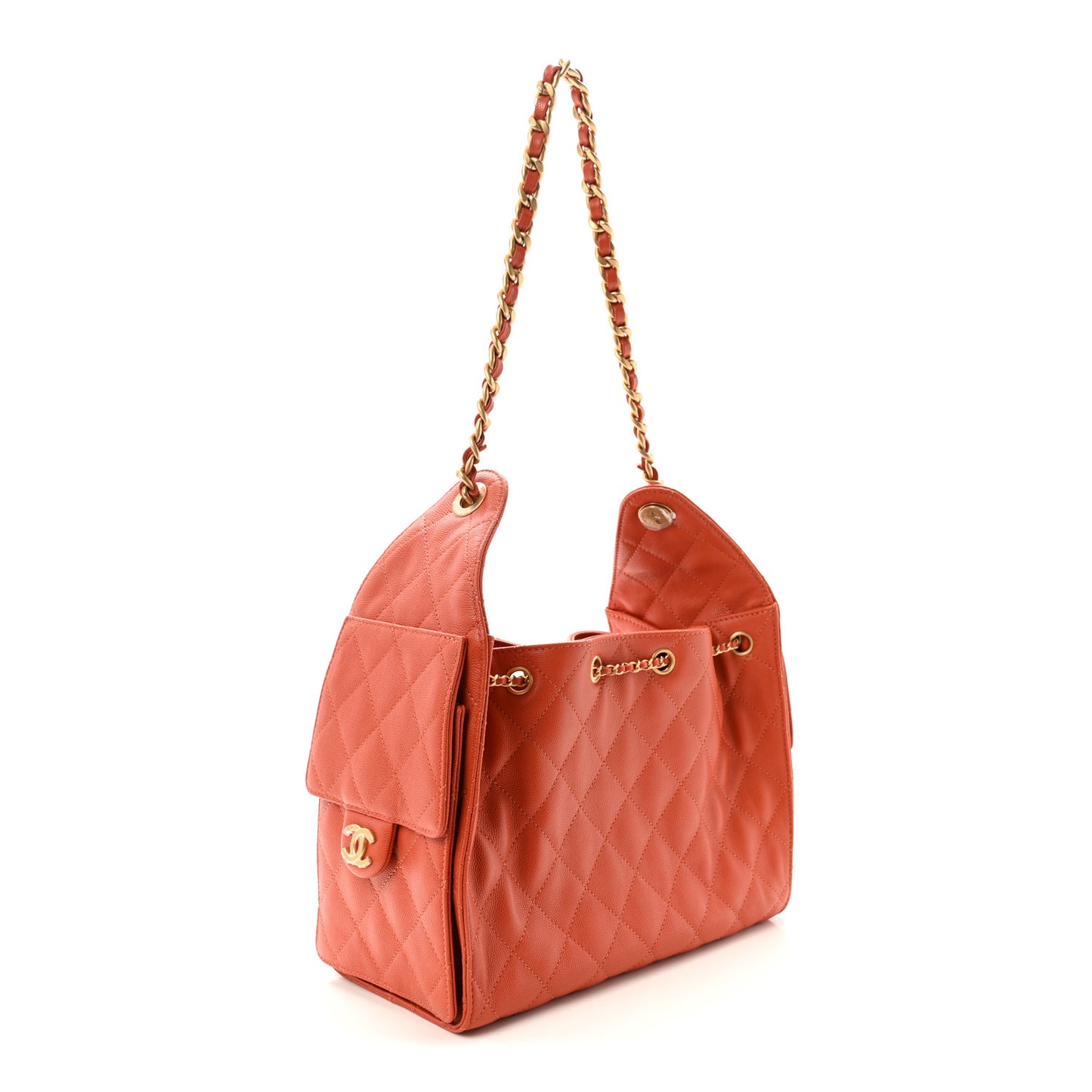 Caviar Quilted Small Chanel 25 Handbag Dark Orange