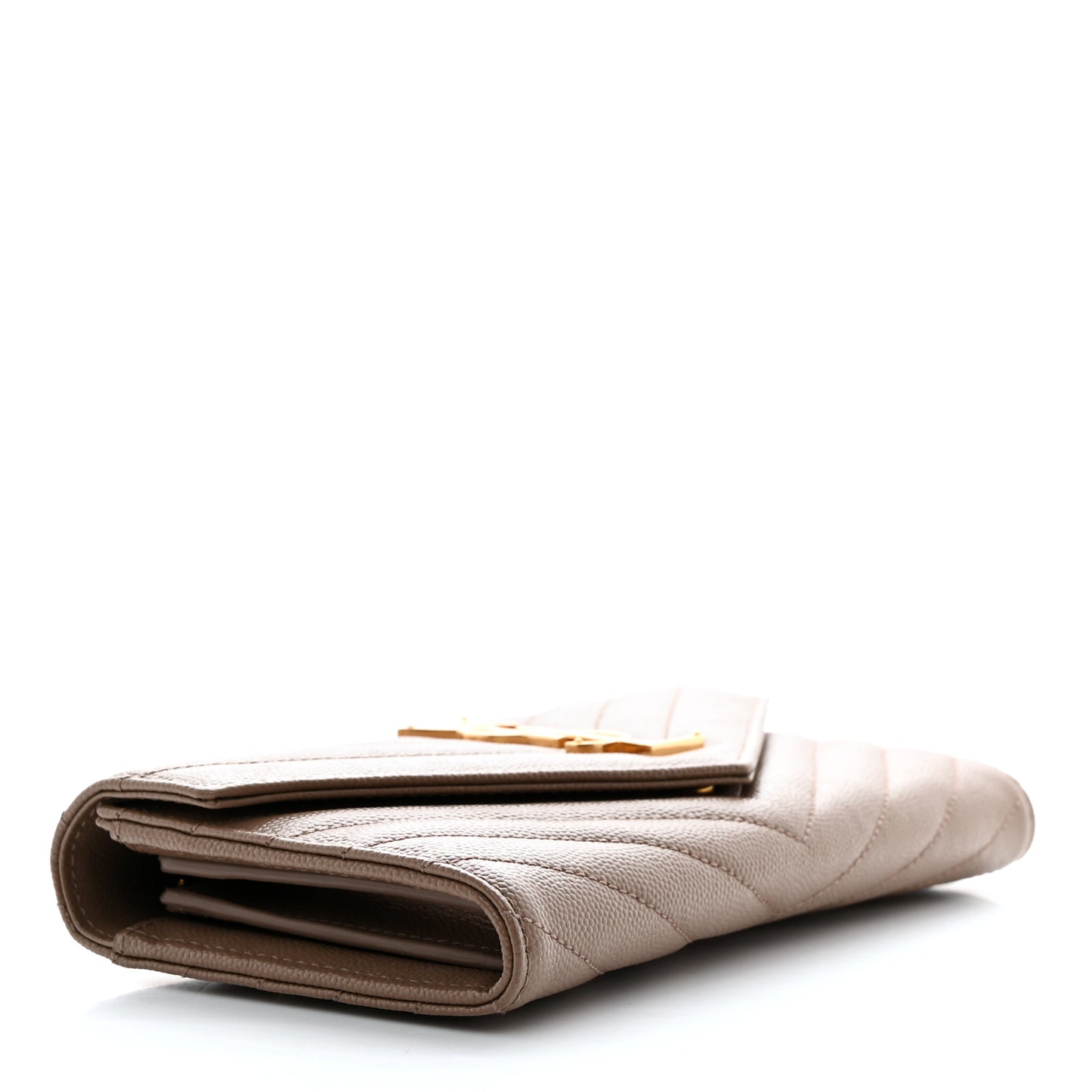 Grain De Poudre Matelasse Chevron Monogram Flap Wallet Taupe