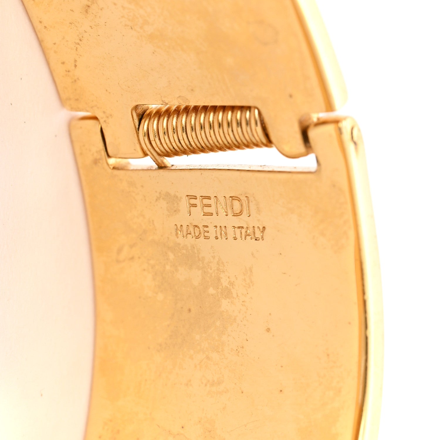 Fendi Enamel Fendista Bracelet L Gold White Black 4 of 5