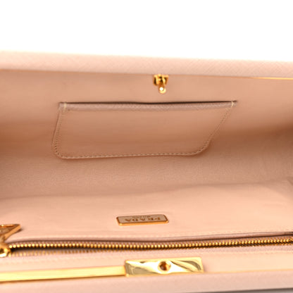 Prada Saffiano Lux East West Frame Clutch Cipria 5 of 10