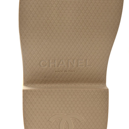 Chanel Suede Lambskin Calfskin Knit Womens Ankle Boots 37 Beige 6 of 7